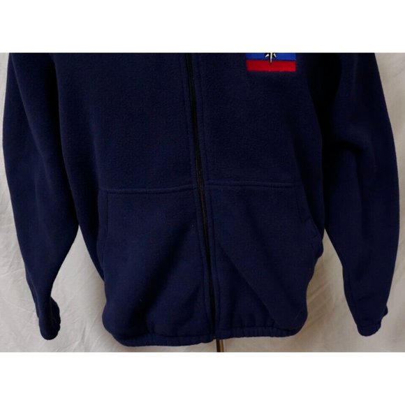 Port Authority Mens Medium Dark Blue Full Zip Fleece Logo Flag Star Jacket - Picture 5 of 12